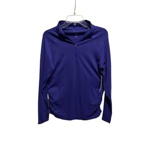 Athleta Purple Long Sleeve Quarter Zip Ruched Side Athletic Top Women's L